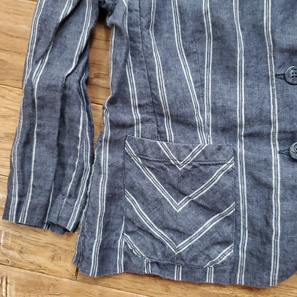CAbi Linen Women's Striped Gray Jacket - Picture 3 of 7